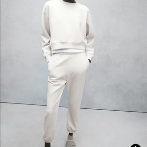 Two piece sweat suit oyster white